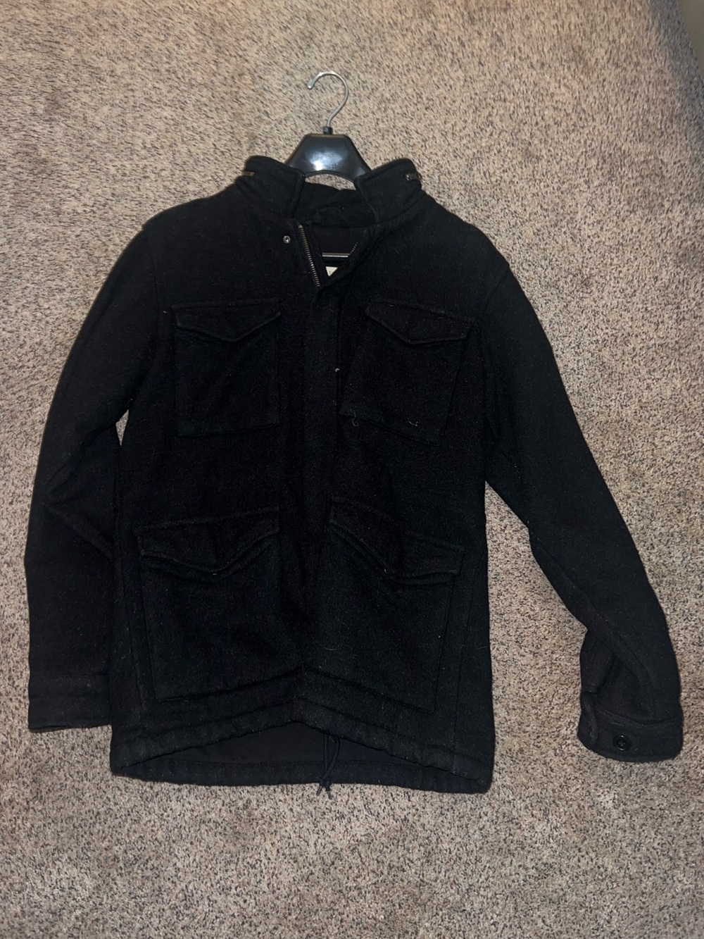 American Eagle Black Wool Blend Military M-65 Field Jacket Size M